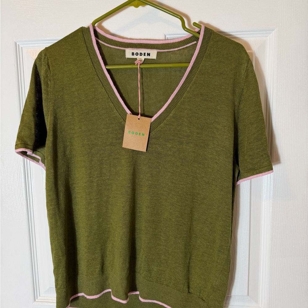 Boden Maggie V-Neck Linen T-Shirt NWT - Picture 3 of 4